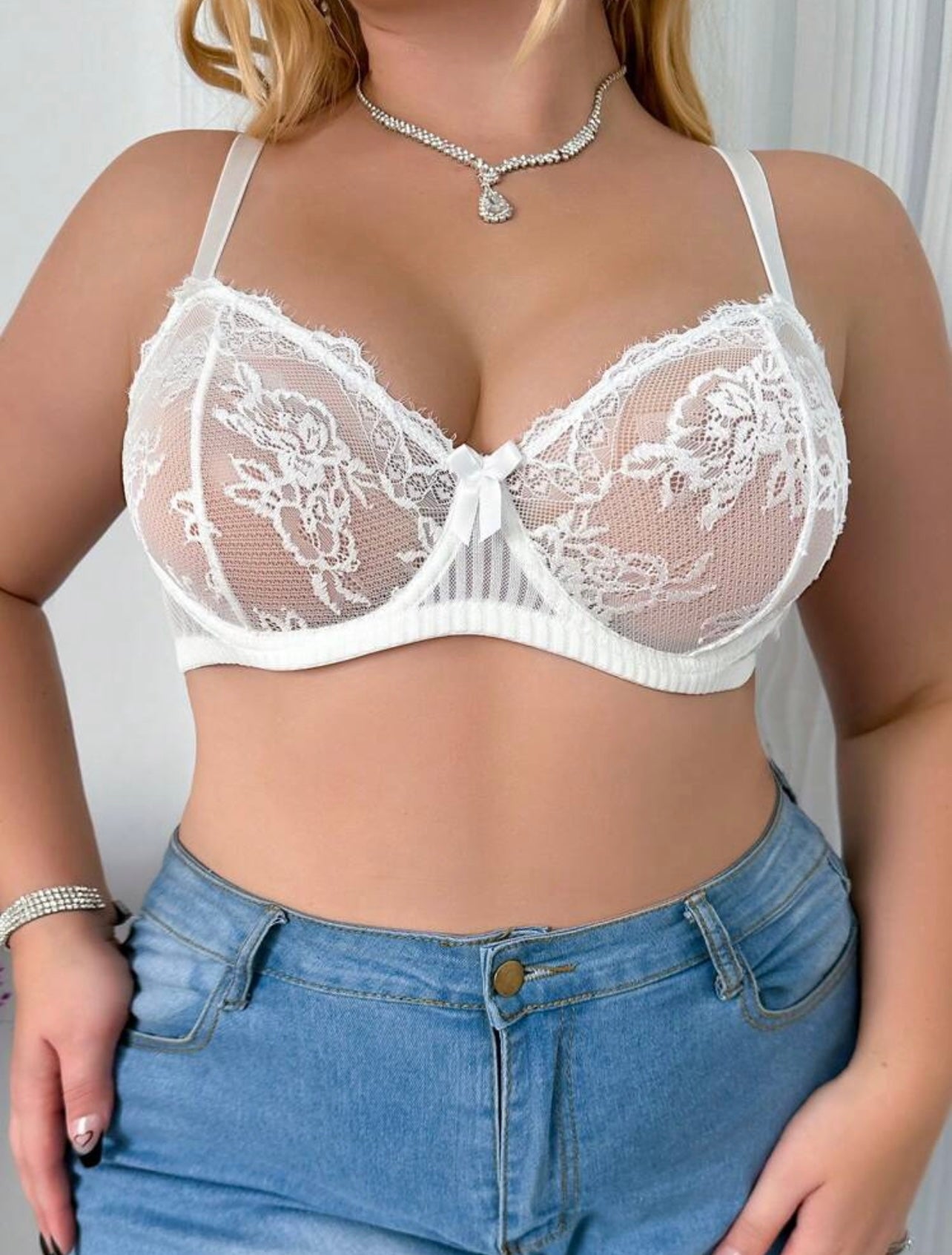 White Rose Lace Bra